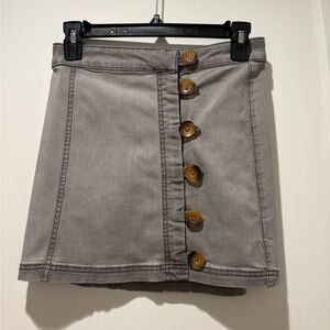 Free People Gray Button-Down Mini Skirt